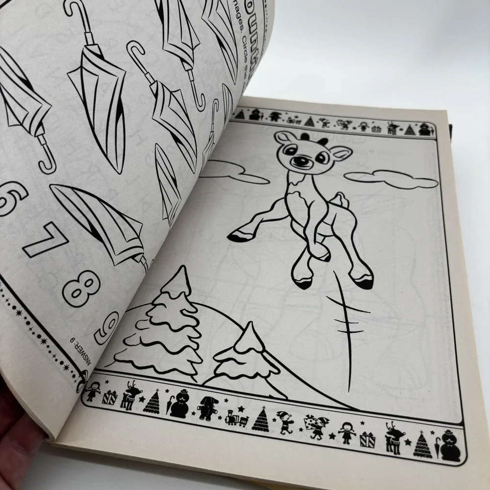 Set of 3 Christmas‎ Kid's Popular Coloring & Activity Books Rudolph Santa